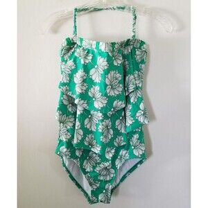 Jentzen Women's Bandeau One Piece Swimsuit Ruffle Swimwear, Size 8